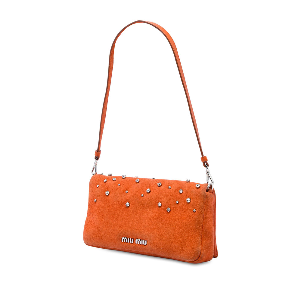 Pre-Loved Miu Miu Crystal Embellished Suede Satchel - Picture 2 of 6